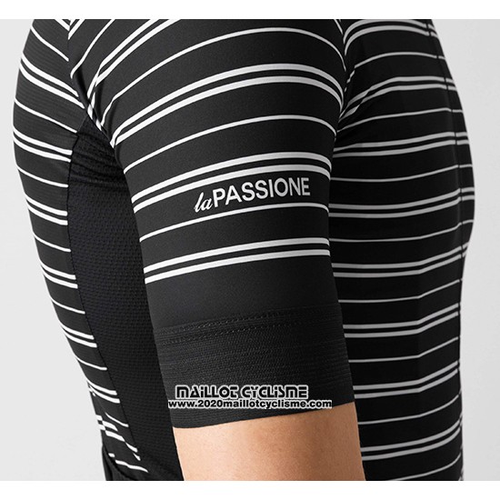 2019 Maillot Ciclismo La Passione Stripe Noir Manches Courtes et Cuissard
